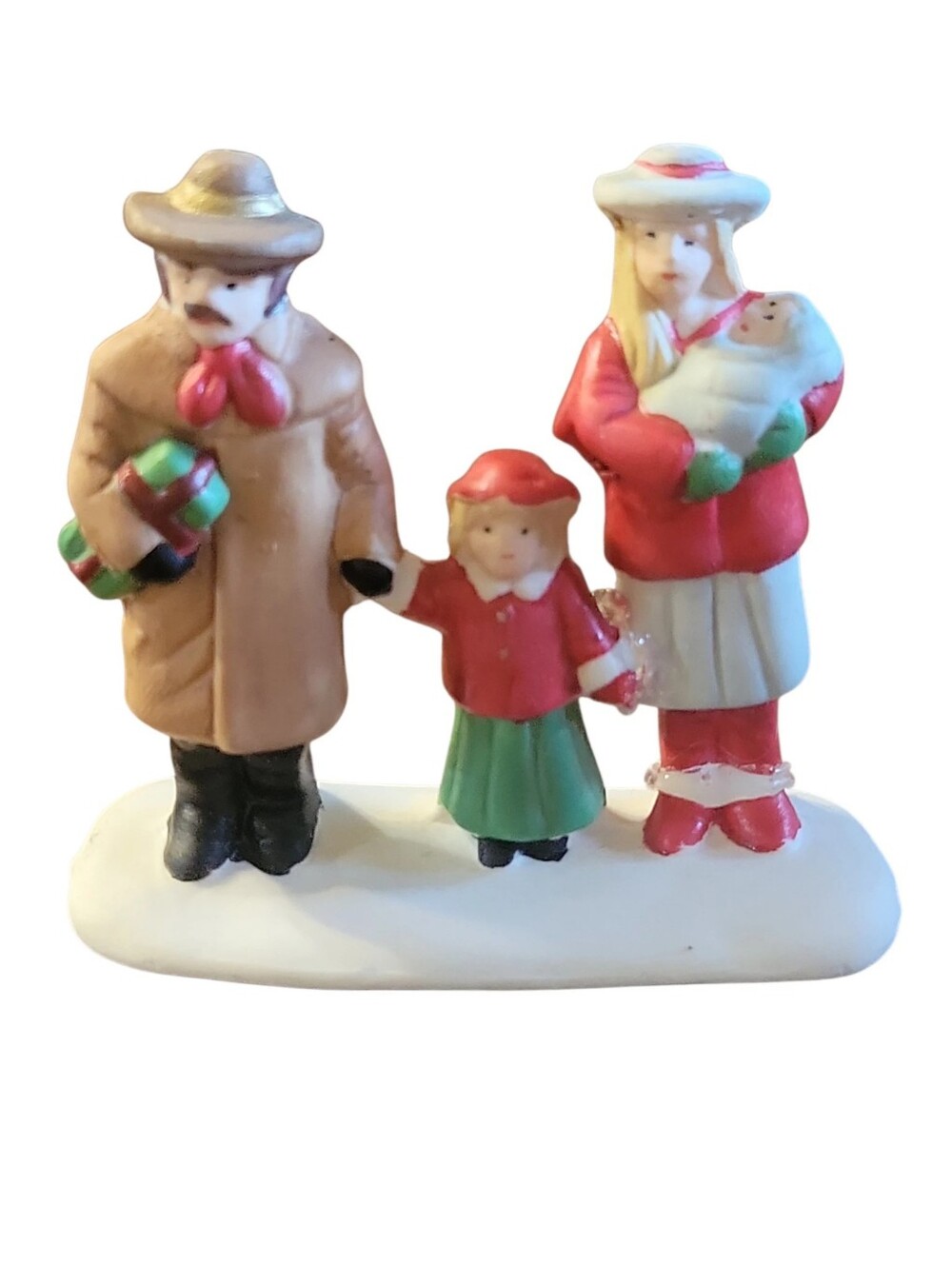 Vtg Mid Century Father Mother Child Baby Figurine Model Train Christmas Village